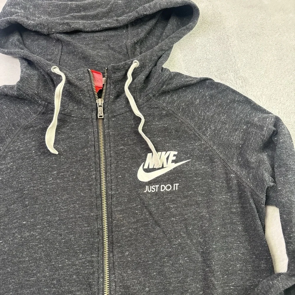 Nike Grey Full Zip Long Sleeve Activewear Lightweight Hoodie Women's Medium